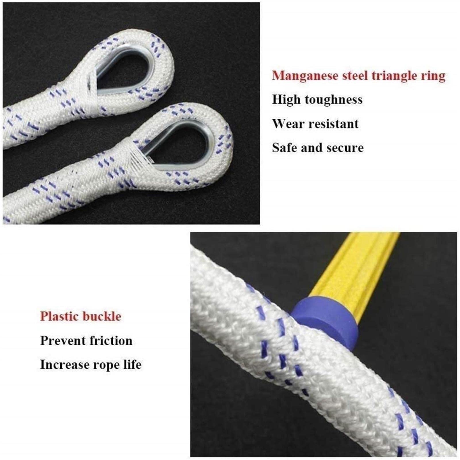 Scala Di Sicurezza, Scala Di Corda Antincendio, Scale Di Corda Di Sicurezza Di Emergenza, Scala Di Corda Ignifuga con 2 Ganci a Molla/White Rope/39.37Ft