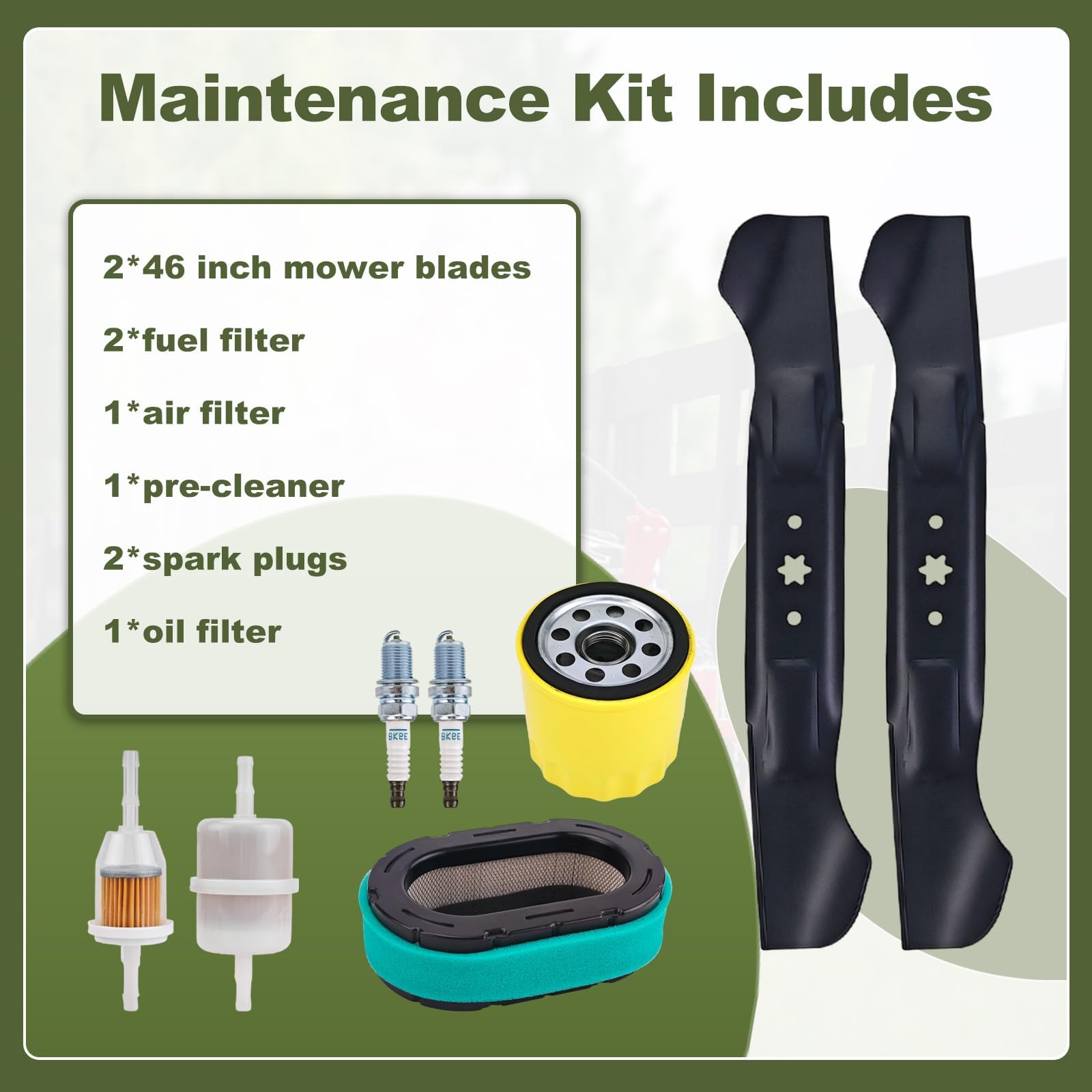 Lames de 117,8 cm et kit de vidange d'huile compatible avec Cub Cadet XT1