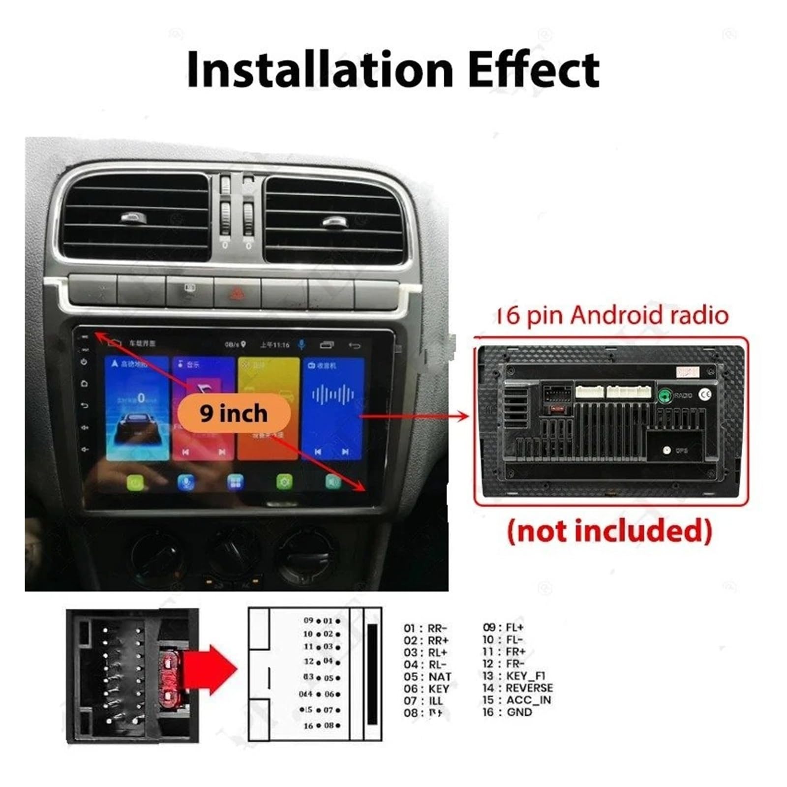 para Buick para Regal 2008-2013 Adaptador Arnés Cableado Decodificador Bus Can Marco Panel Radio Multimedia Android 16 Pines 9" Kit Panel Marco Radio