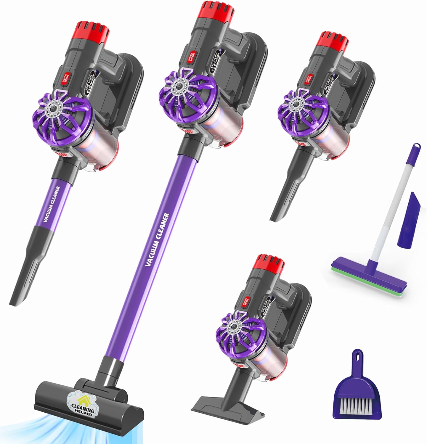 Kids Vacuum That Really Works, Pretend Play Cleaning Toy for Toddler, 3-in-1 Cordless Vacuum Interactive Toy for Children Age 3 4 5 6, Housekeeping Gift for Boys Girls Birthday