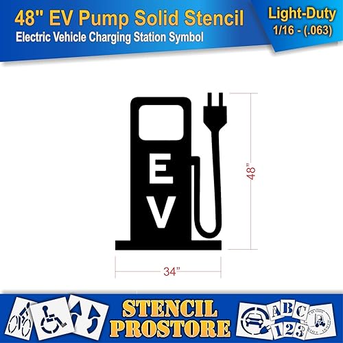 Miniatura 2 de Plantillas de pavimento - 48 pulgadas - Bomba eléctrica con enchufe y letras EV - 48 pulgadas x 34 pulgadas