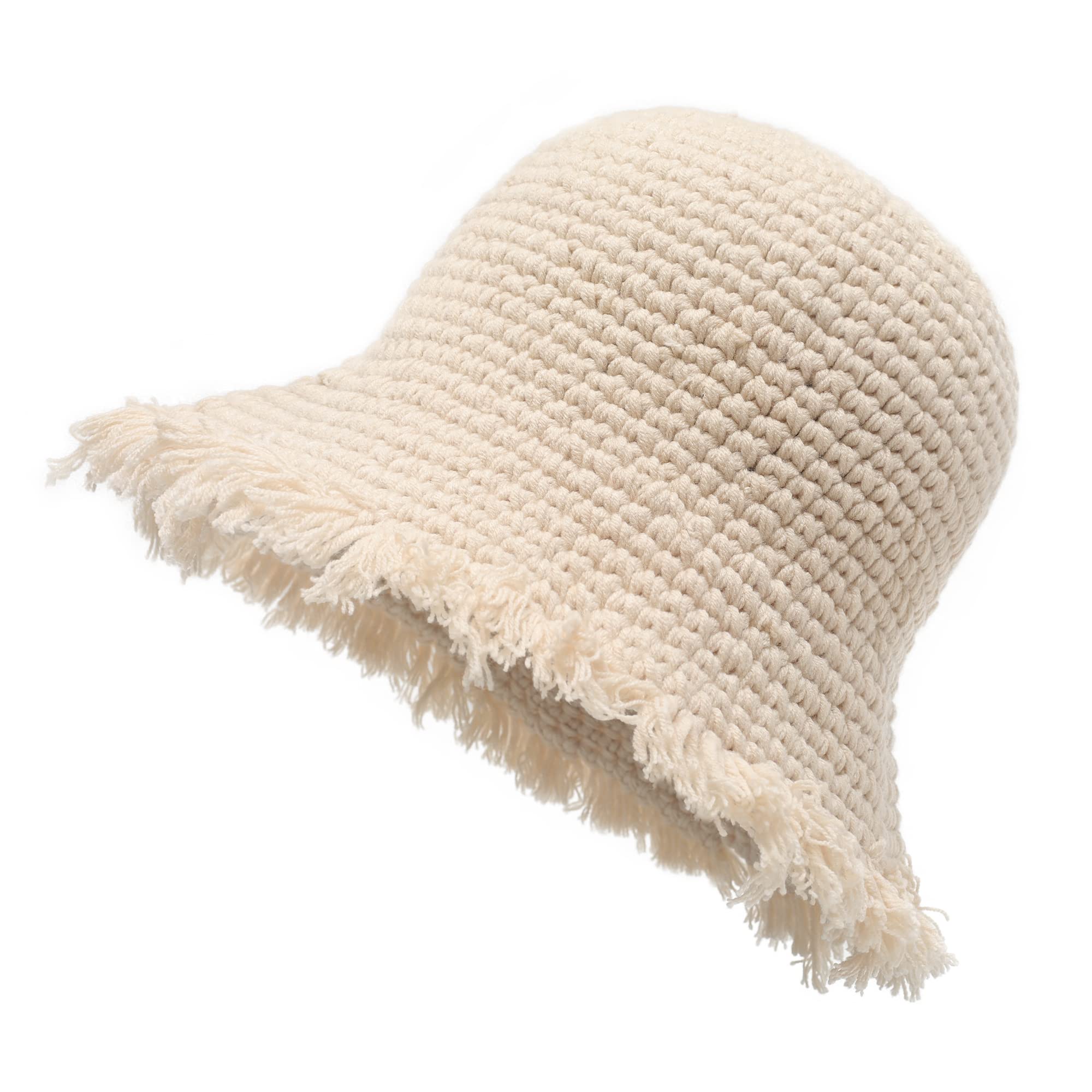 Women\'s Winter Bucket Hat Knit Cloche Hat Solid Color Warm Crochet Cap Warm Crochet Bucket Hat, Cozy Wool Winter Hat for Women  main image 3
