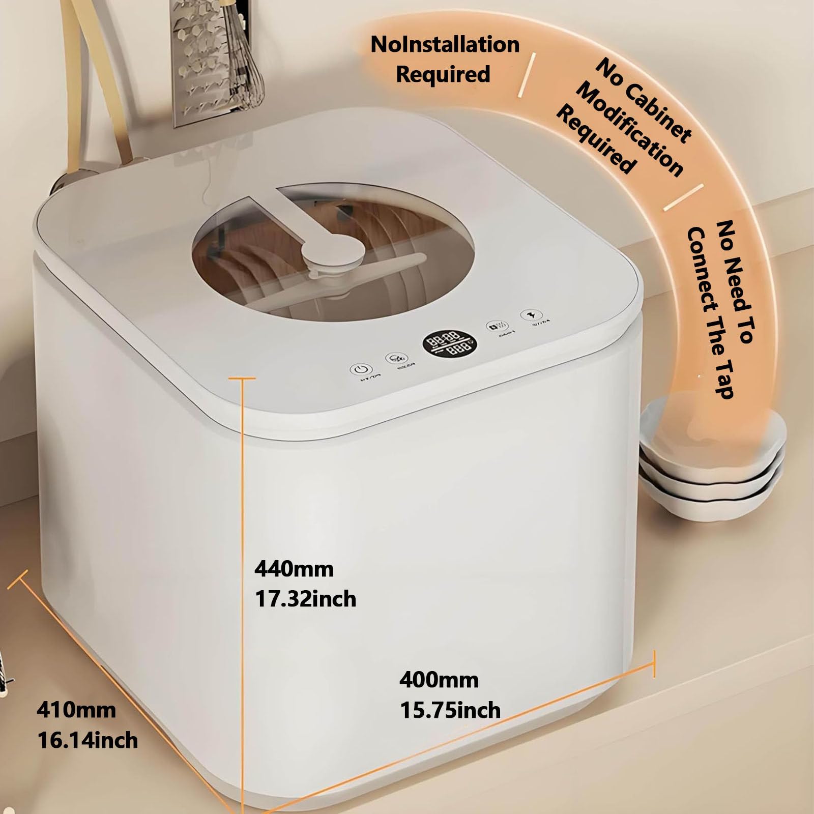 Minilavavajillas Portátil de Encimera Cuenta Secado con Aire Caliente, Esterilización con Oxígeno Activo y Funciones de Lavado de Frutas. es Ideal para Familias Pequeñas y Parejas A