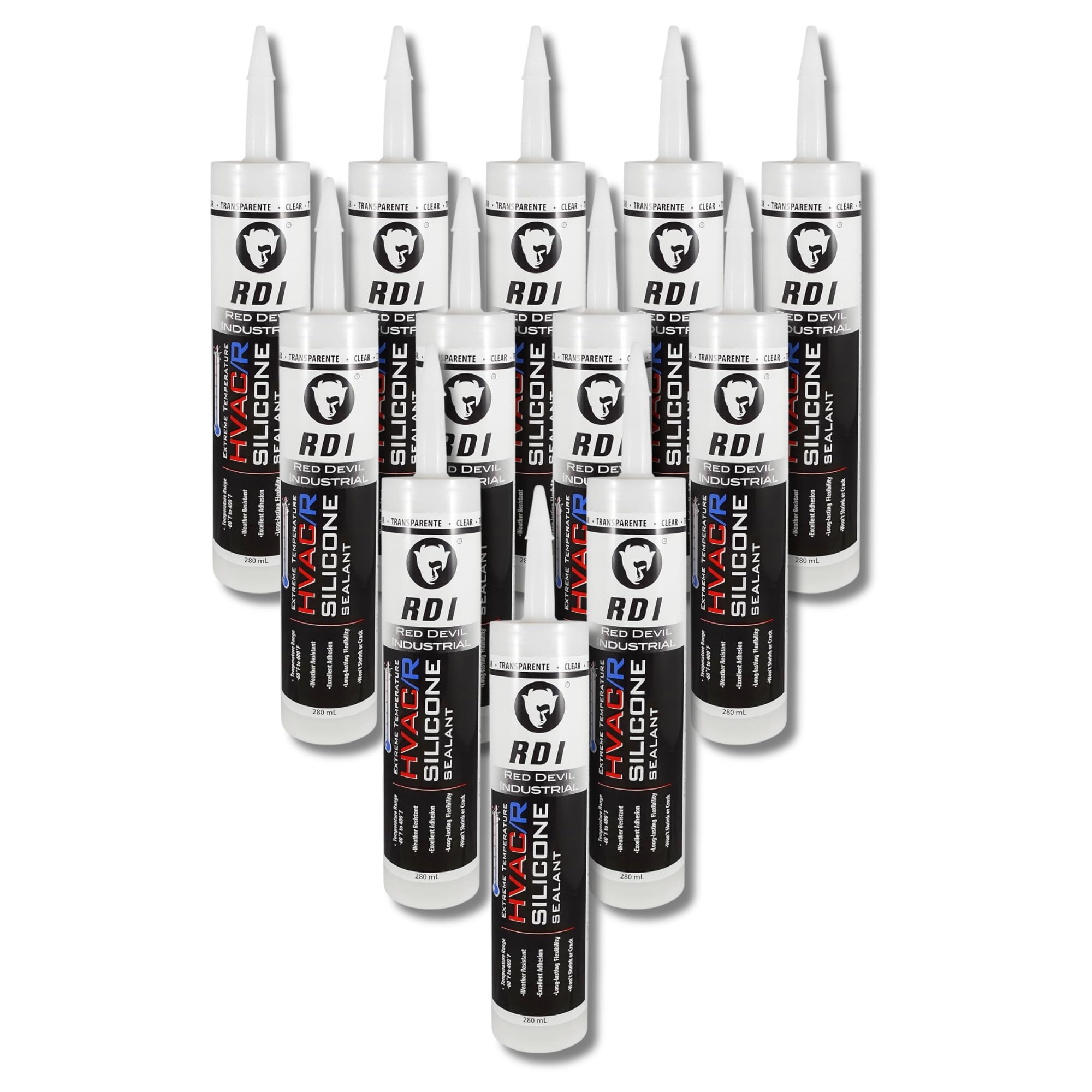 Red Devil 0897 Extreme Temperature HVAC/R Silicone Sealant, 280 ml, Clear, 12 Pack, Made in USA