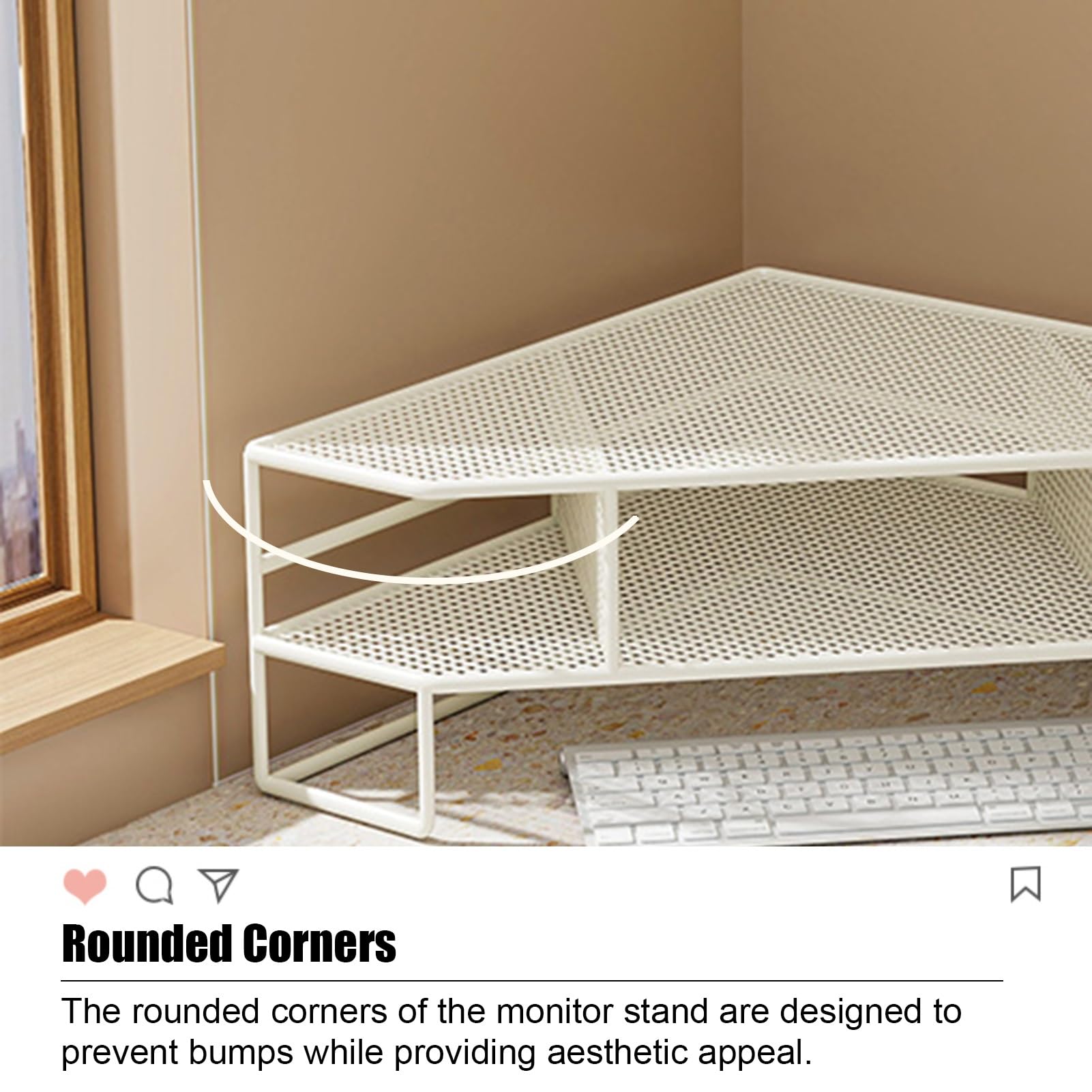 Stojak narożny do ekranu, ergonomiczny żelazny stojak narożny z podwyższeniem, 2-poziomowy trójkątny organizer na biurko do komputera, laptopa i drukarki, duży