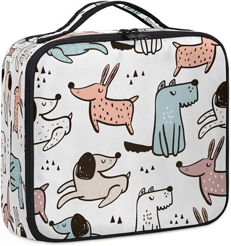 Miniatura 6 de Bolsa de maquillaje de viaje para mujer, grande, cuadrada, portátil, profesional, de tren de coqueta, estuche para cosméticos con asa, estampado de