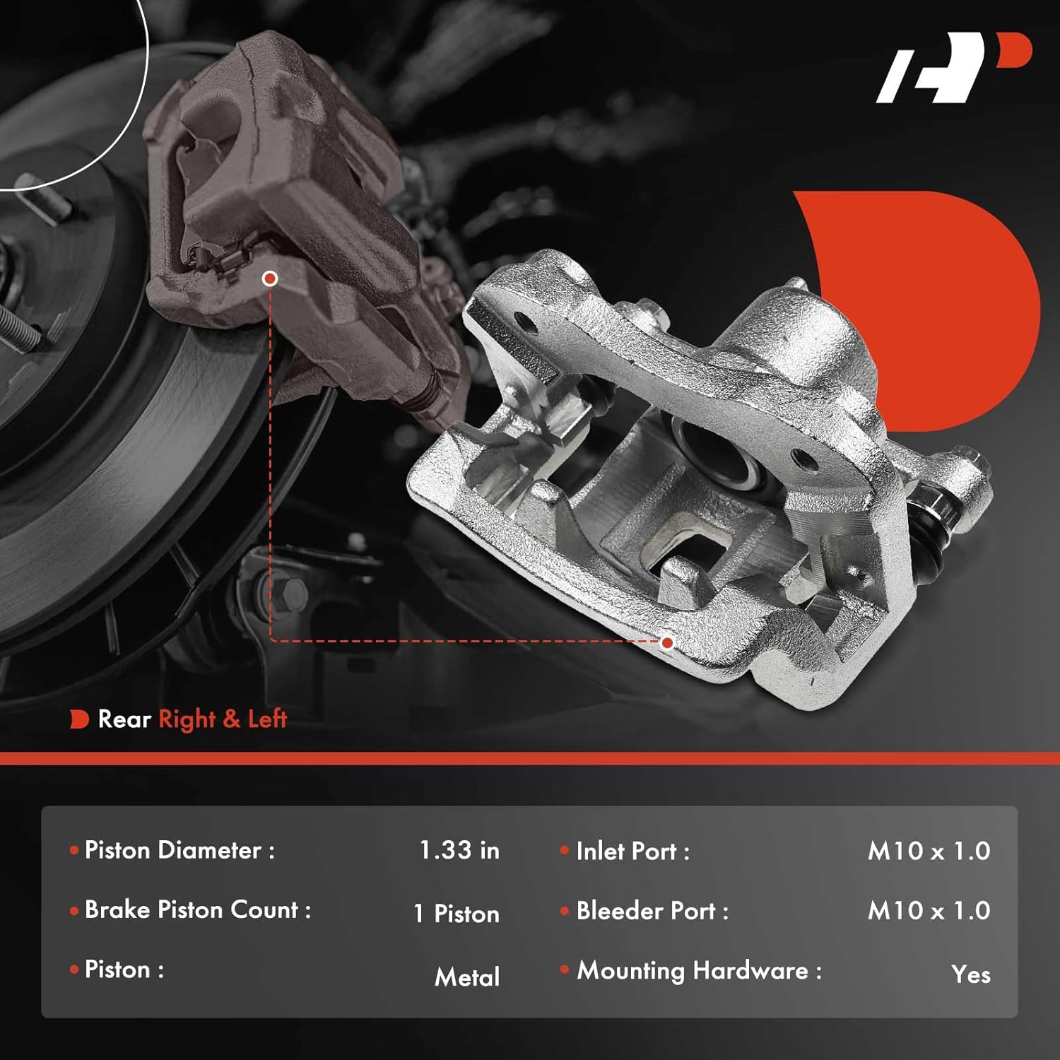 A-Premium Disc Brake Caliper Assembly with Bracket Compatible with Select Hyundai Models - Azera 2010-2011, Sonata 2008-2010, V6 3.3L, V6 3.8L - Rear Driver and Passenger Side, 2-PC Set