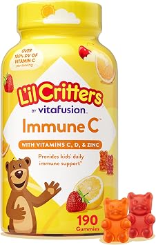 Lil Critters Kids Immune C Gummies | Vitamin C, D, and Zinc | 190 Count