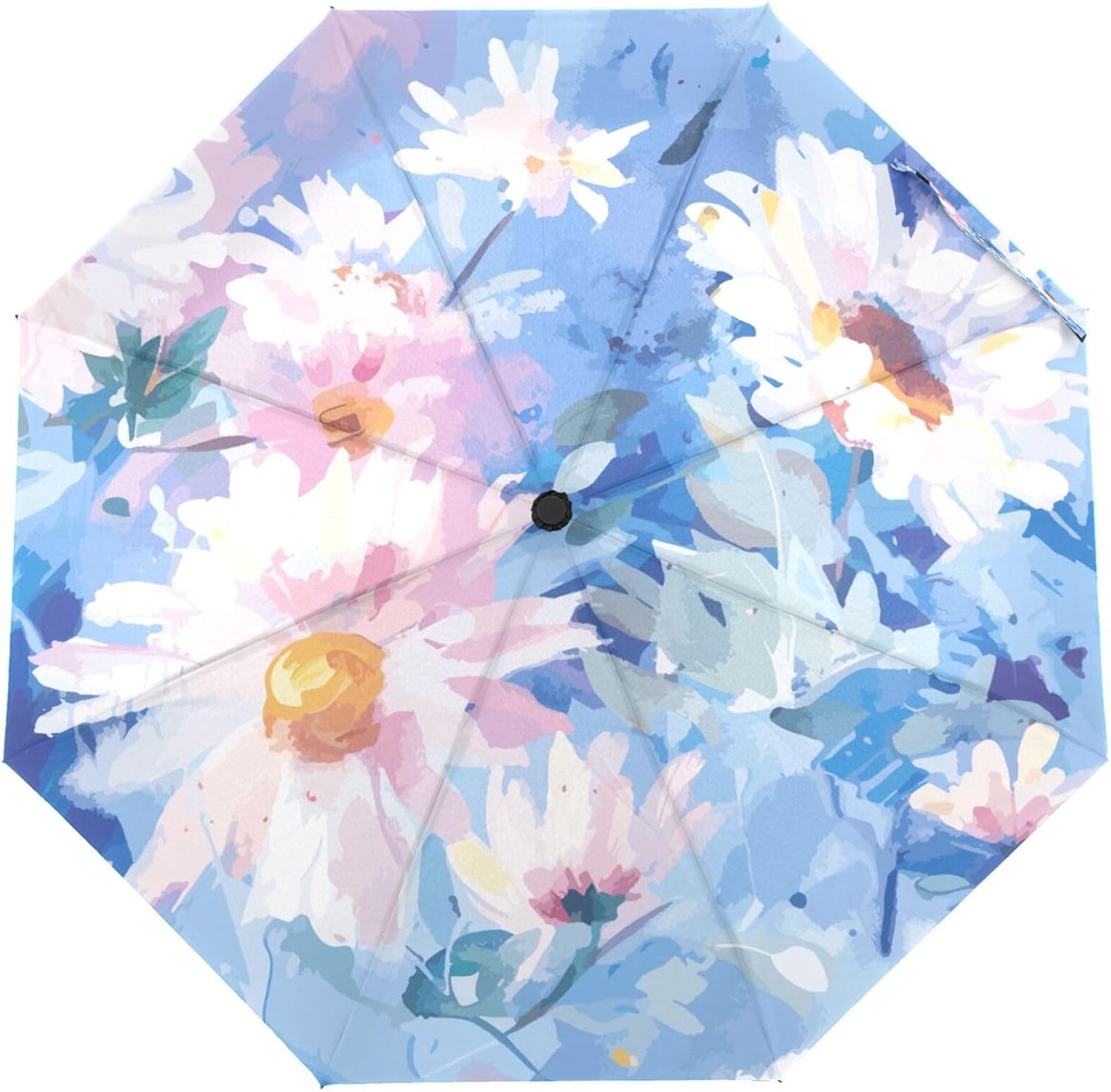 Automatic Auto Open Close Compact Printed Travel Umbrella for Rain Water-Resistant Mini Small Size Lightweight Folding Umbrella