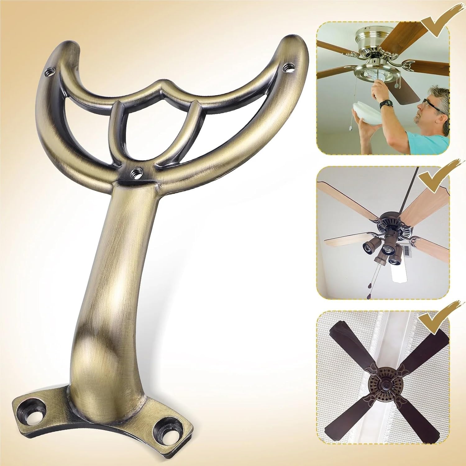 4PCS Replacement Arm Bracket Fan Blade Support Ceiling Components Hardware Parts Light Rod Accessories(Coffee)