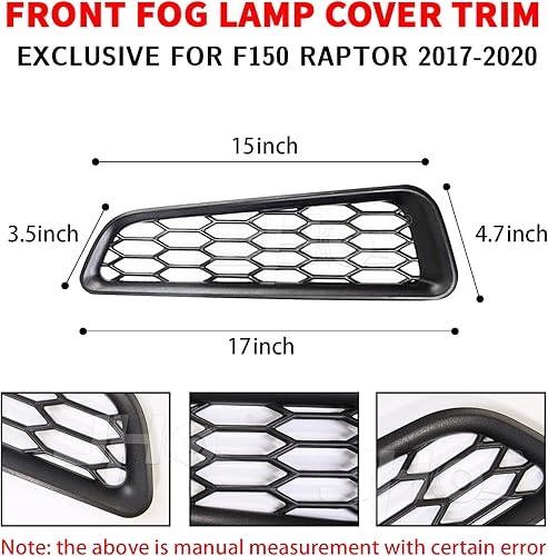 Miniatura 5 de JHO Luces antiniebla para parachoques delantero de automóvil, ventilación de panal de abeja, bisel para Ford F150 Raptor gen2 2017 2018 2019 2020