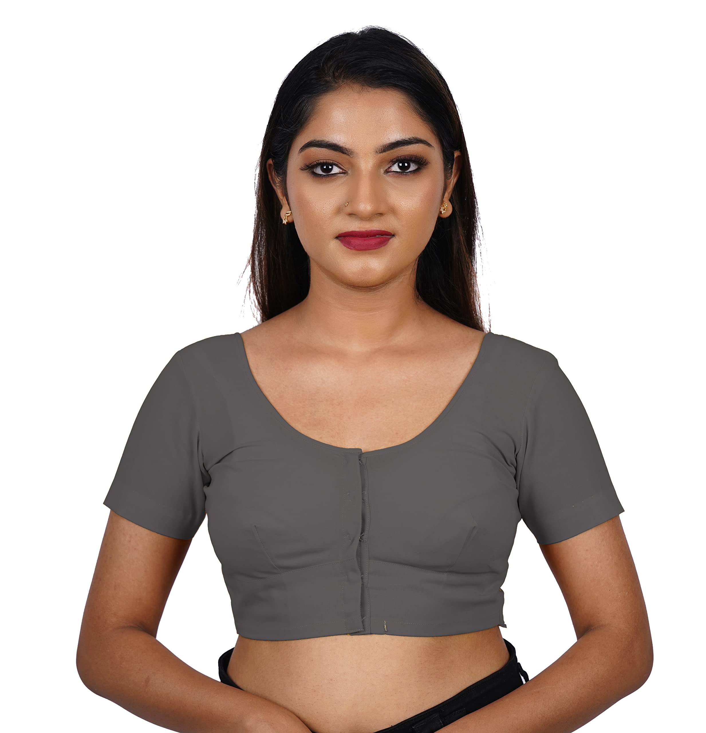blouzy Readymade/Stitched 2by2 Cotton Saree Wear Blouse (Grey Color), Ready to wear Blouse, Made of Soft and Comfortable Fabrics- Grey Color-picture-44