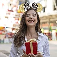 Vista 75 de Diadema con orejas de ratón de Minnie de leopardo, decoración de fiesta, diadema de orejas de ratón para disfraz de Halloween, accesorios para el 2