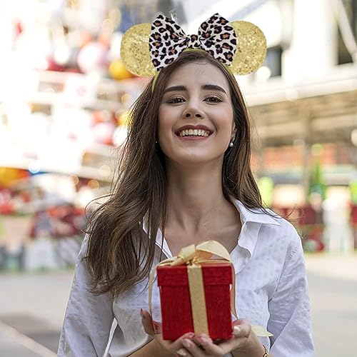 Miniatura 75 de Diadema con orejas de ratón de Minnie de leopardo, decoración de fiesta, diadema de orejas de ratón para disfraz de Halloween, accesorios para el 2