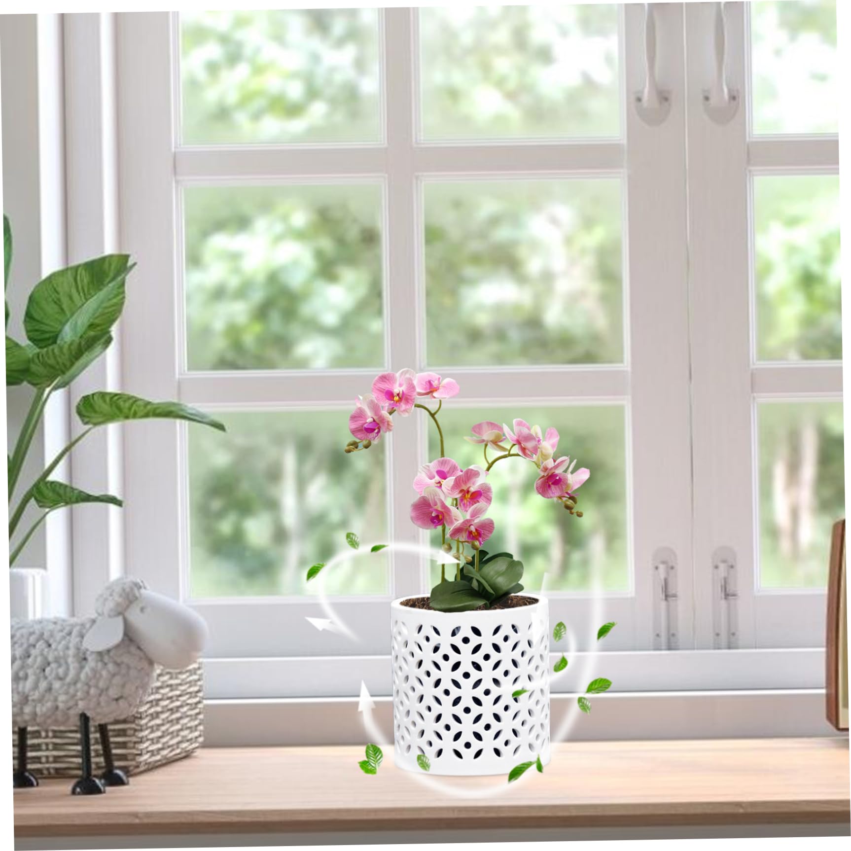 Doniczki do orchidei z otworami, 10,4 cm ceramiczna donica do orchidei, wiszący wazon, doniczki do użytku wewnątrz i na zewnątrz, do przesadzania lub nowych roślin