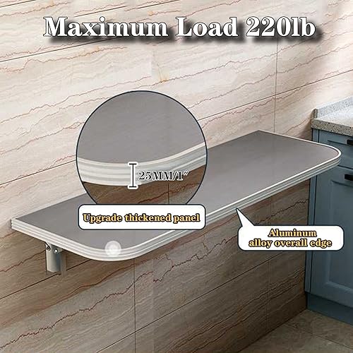 Miniatura 6 de Aigoss Escritorio plegable de acero inoxidable 304 montado en la pared, mesa de comedor plegable para cuarto de servicio, hogar, bar, cocina,