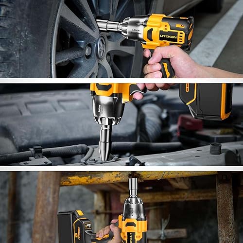 Miniatura 7 de Llave de impacto inalámbrica compatible con batería máxima de 20 V, 740 pies-libras 1000 N.m, llave de potencia de alto par sin escobillas de 12