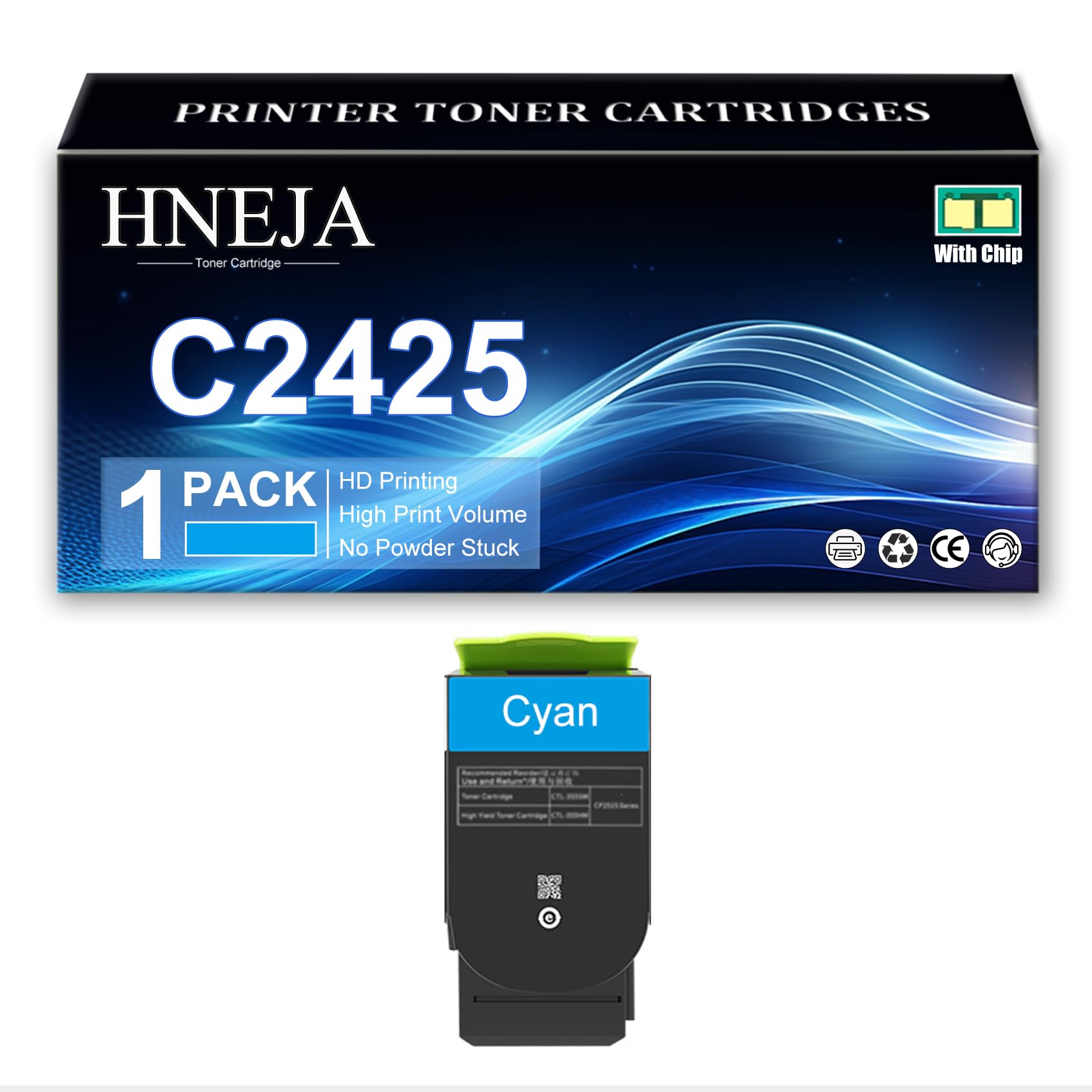 Cartouche Toner C2425, Cartouches Toner Compatibles C242XK0 C242XC0 C242XM0 C242XY0 pour Lexmark C2325 C2425 MC2325 MC2425 MC2535 MC2640 Imprimante,Cyan-1 Pack