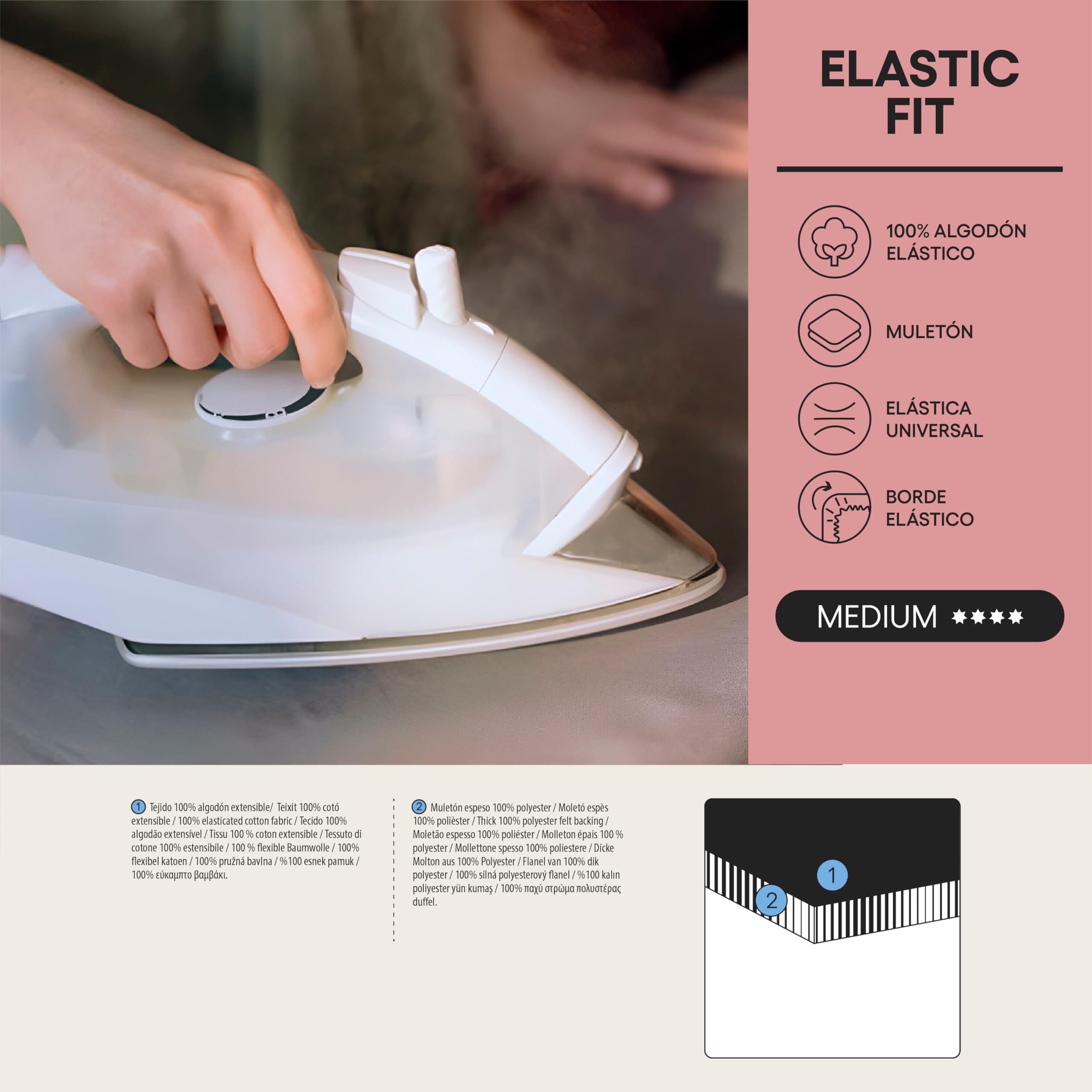 Inofix - Funda Elastic Fit para Tabla de Planchar de hasta 130 x 45 cm