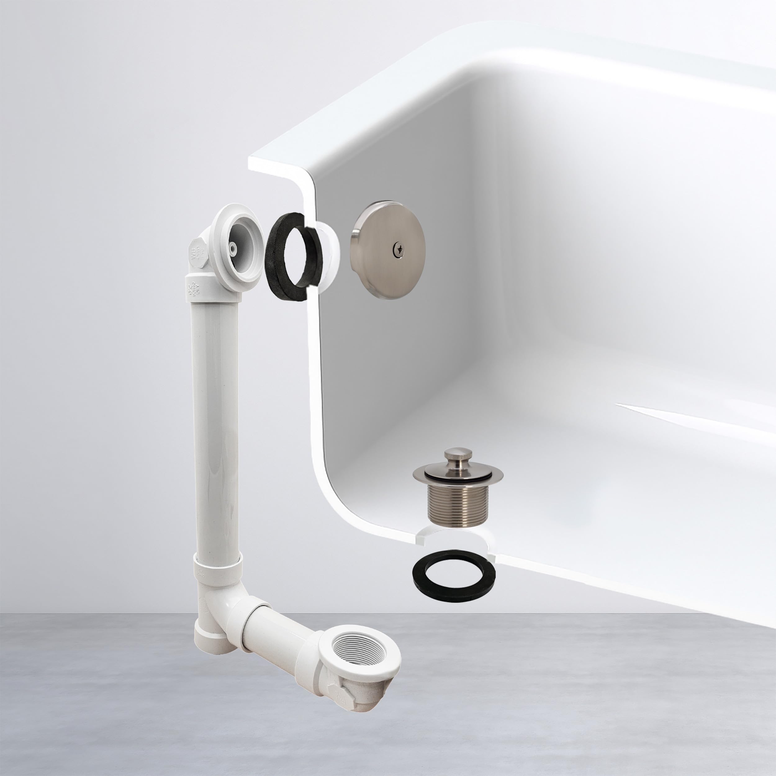 Westbrass d49721 Pull & drenaje SCH. 40 PVC desagüe de bañera con one-hole parte superior codo Satin Nickel