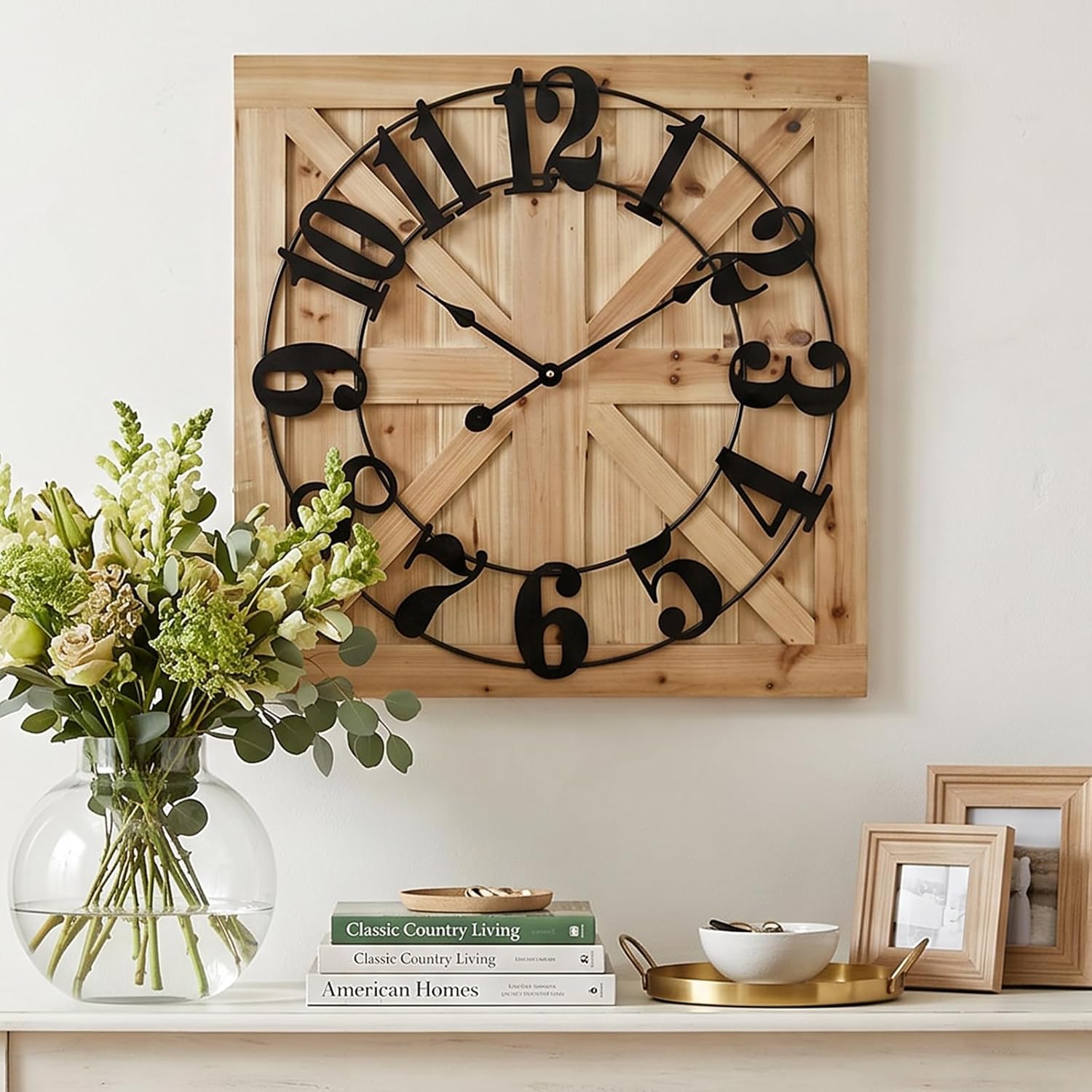 24 Inch Large Square Wood Wall...