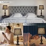 Luvkczc Table Lamps Set of 2, 22" Tall Touch Bedside Lamps with USB C+A Charging Ports, Dimmable Nightstand Lamp with Premium Fabric Lampshade for Bedroom, Living Room