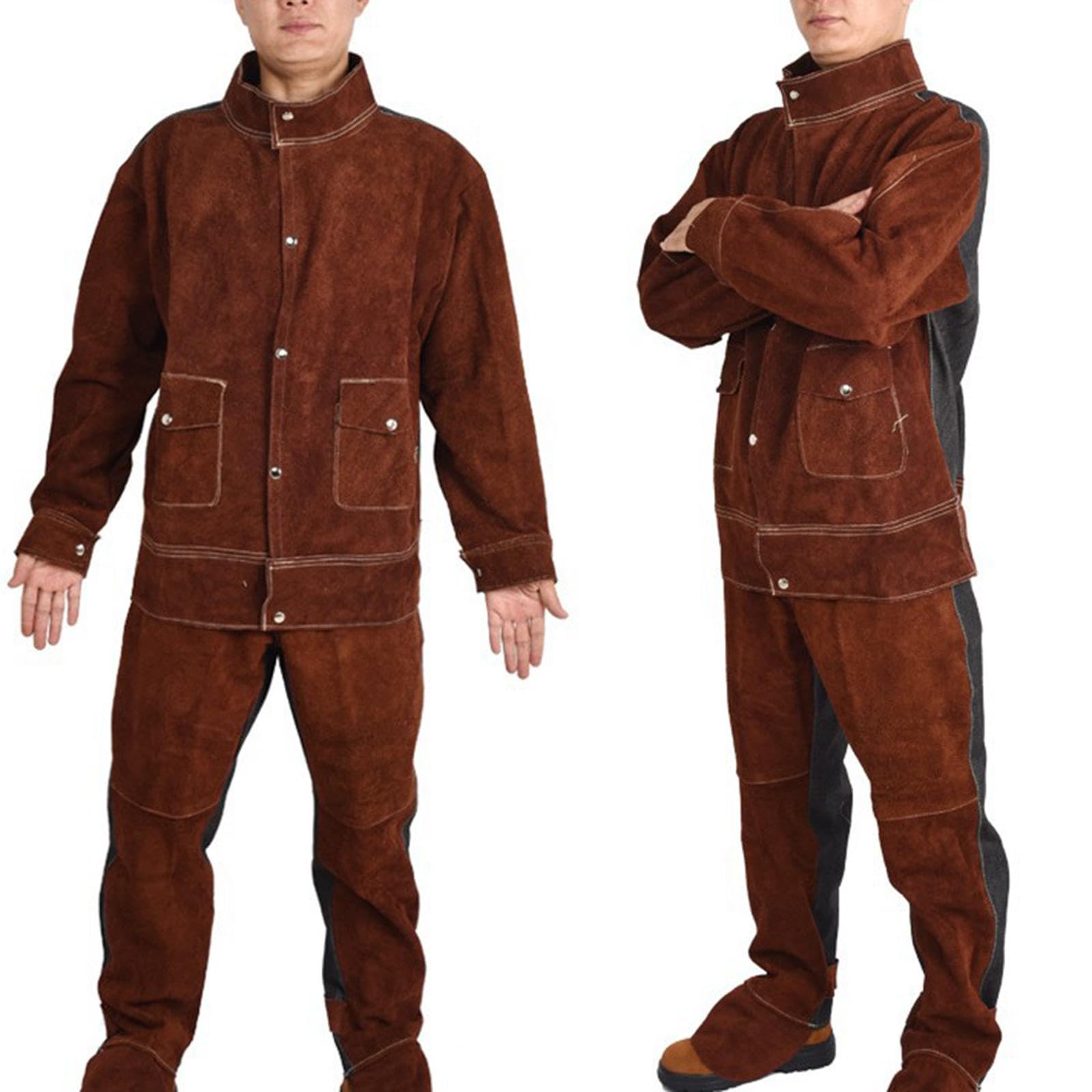 Set di Attrezzatura per Saldatura con Giacca E Pantaloni in Pelle, giallo, l