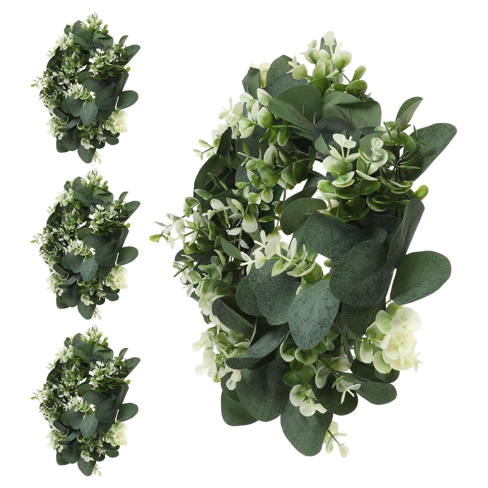 Couronne d'eucalyptus artificielle réaliste et légère en plastique pour porte d'entrée
