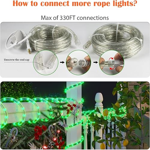 Miniatura 6 de beatineon Tira de luces de 100 pies para exteriores con control remoto, conectables para cortar, tira de luces de 900 LED con brillo ajustable,