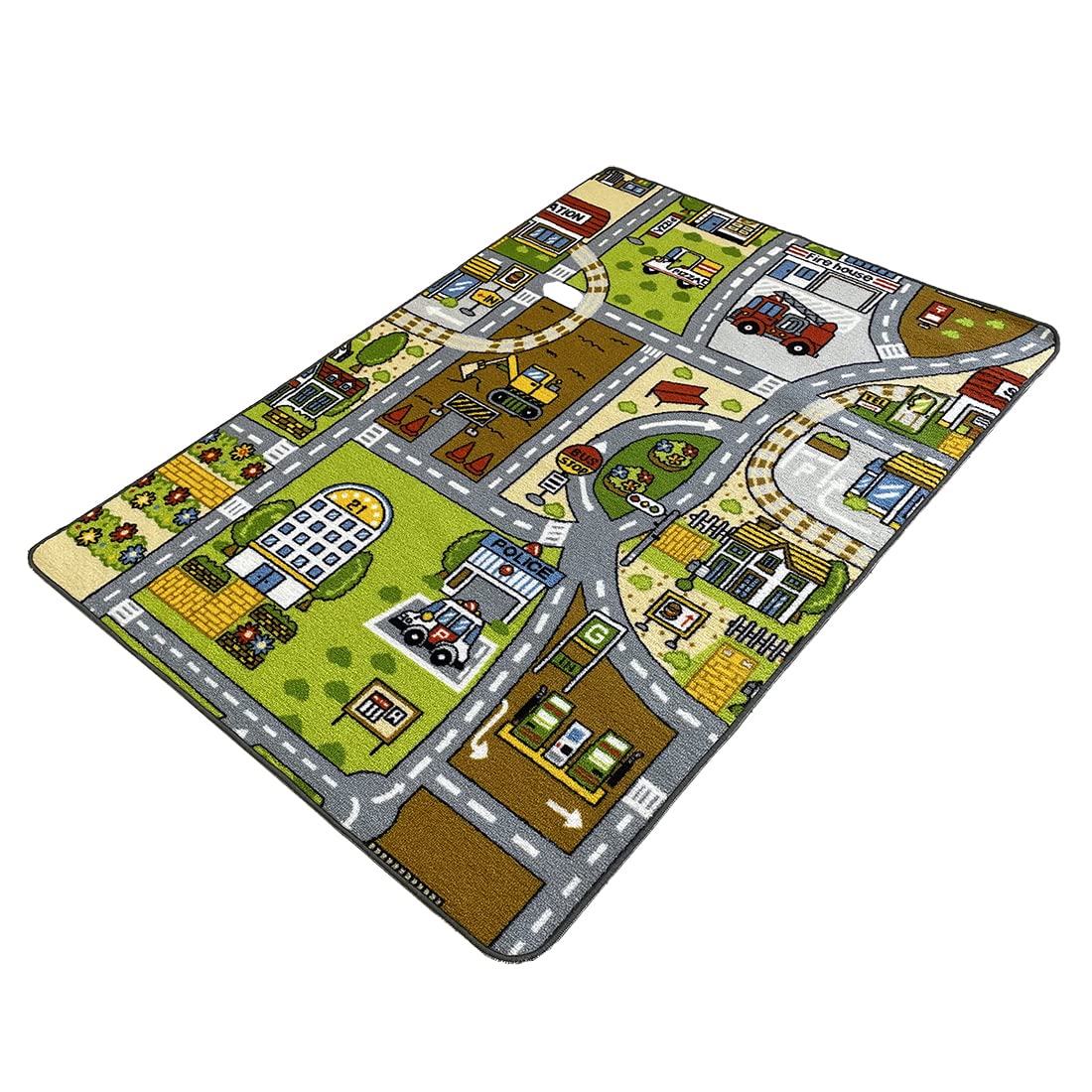 Acomoda Textil – Alfombra Infantil Ciudad Carretera para Jugar con Coches. Alfombra Antideslizante, Plegable y Acolchada. (Modelo B, 90x133 cm)