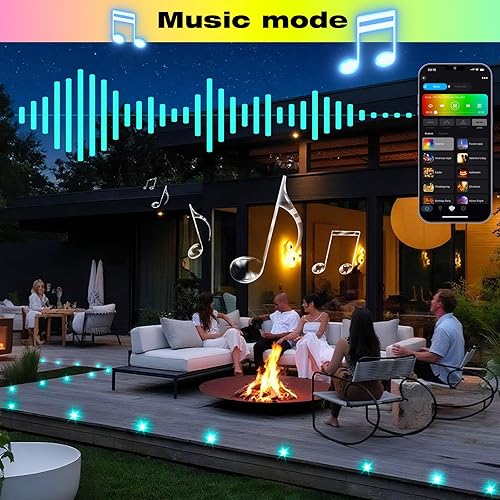 Miniatura 6 de FVTLED Kit de luces LED para cubierta, 10 piezas 1.22 WiFi control inteligente de bajo voltaje empotrado RGBW iluminación de cubierta impermeable al