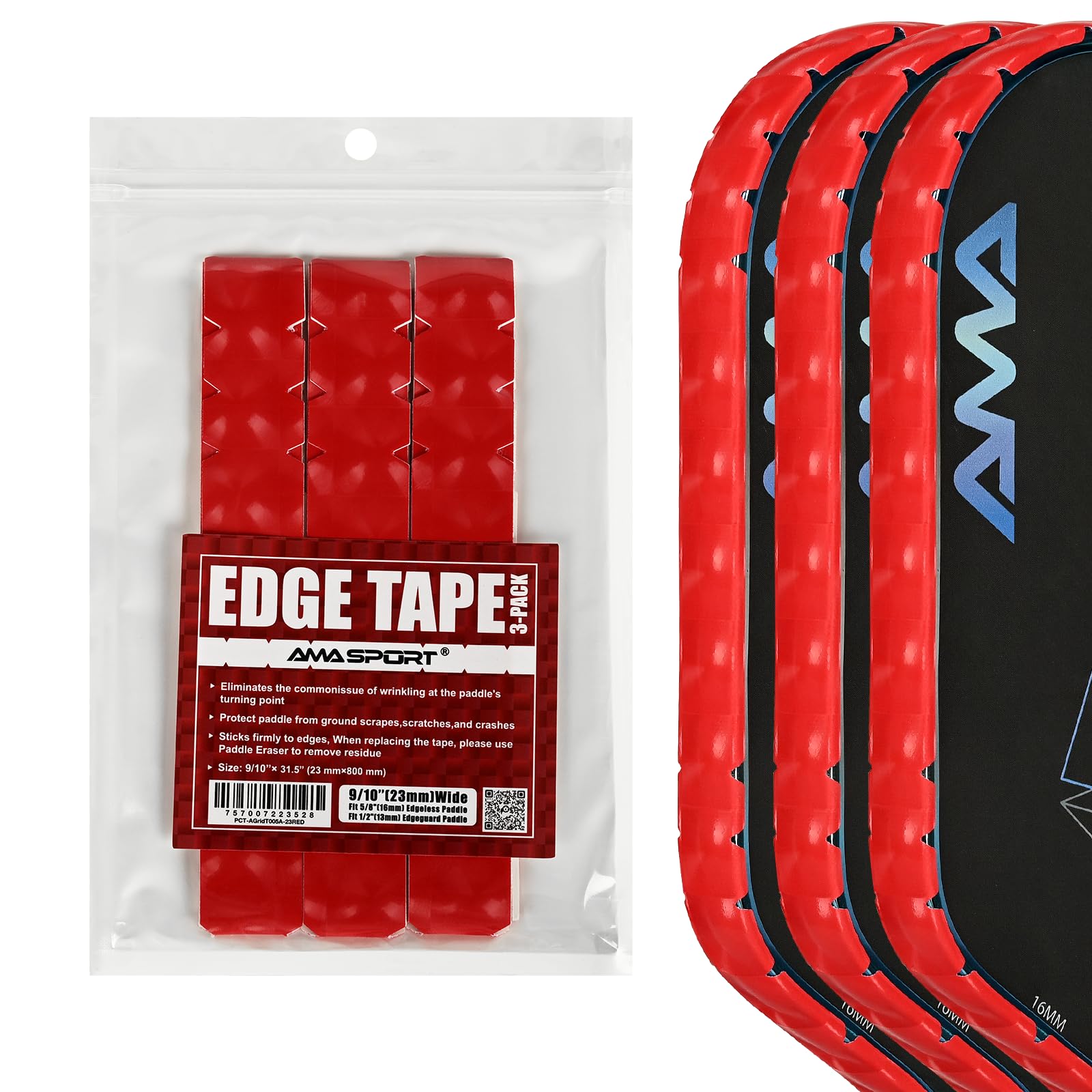PICKLETECH Pickleball Edge Guard Tape โ Red Grid Pattern Edge Tape โ image 1