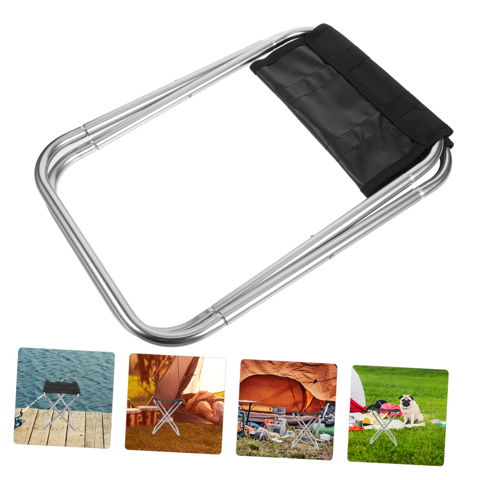 TOYANDONA 5 Piezas Taburete Plegable de aleación de Aluminio Asiento Completamente butacas de Salon taburetes Taburete de Pesca al Aire Libre Taburete portátil de Viajes al Aire Libre Gris