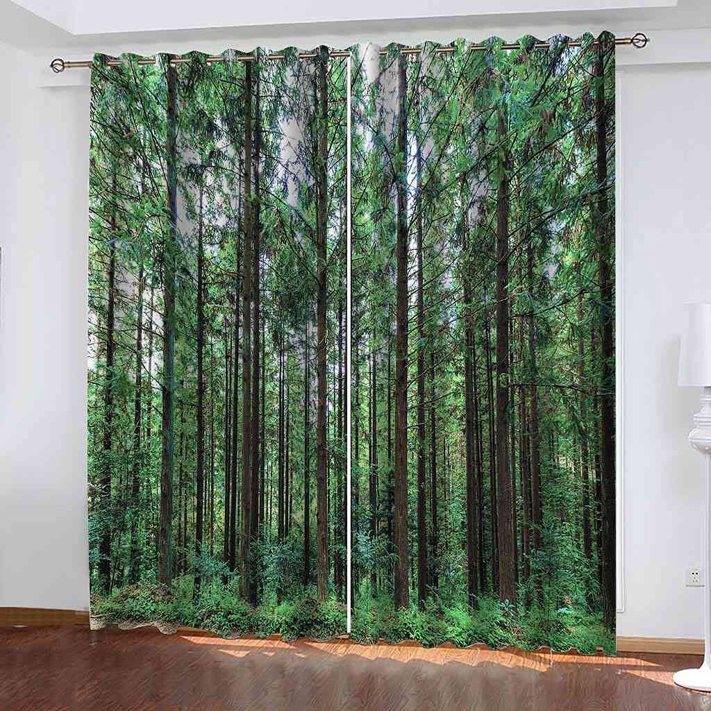 Rideaux occultants enfant forêt paysage 3D pour chambre apaisante