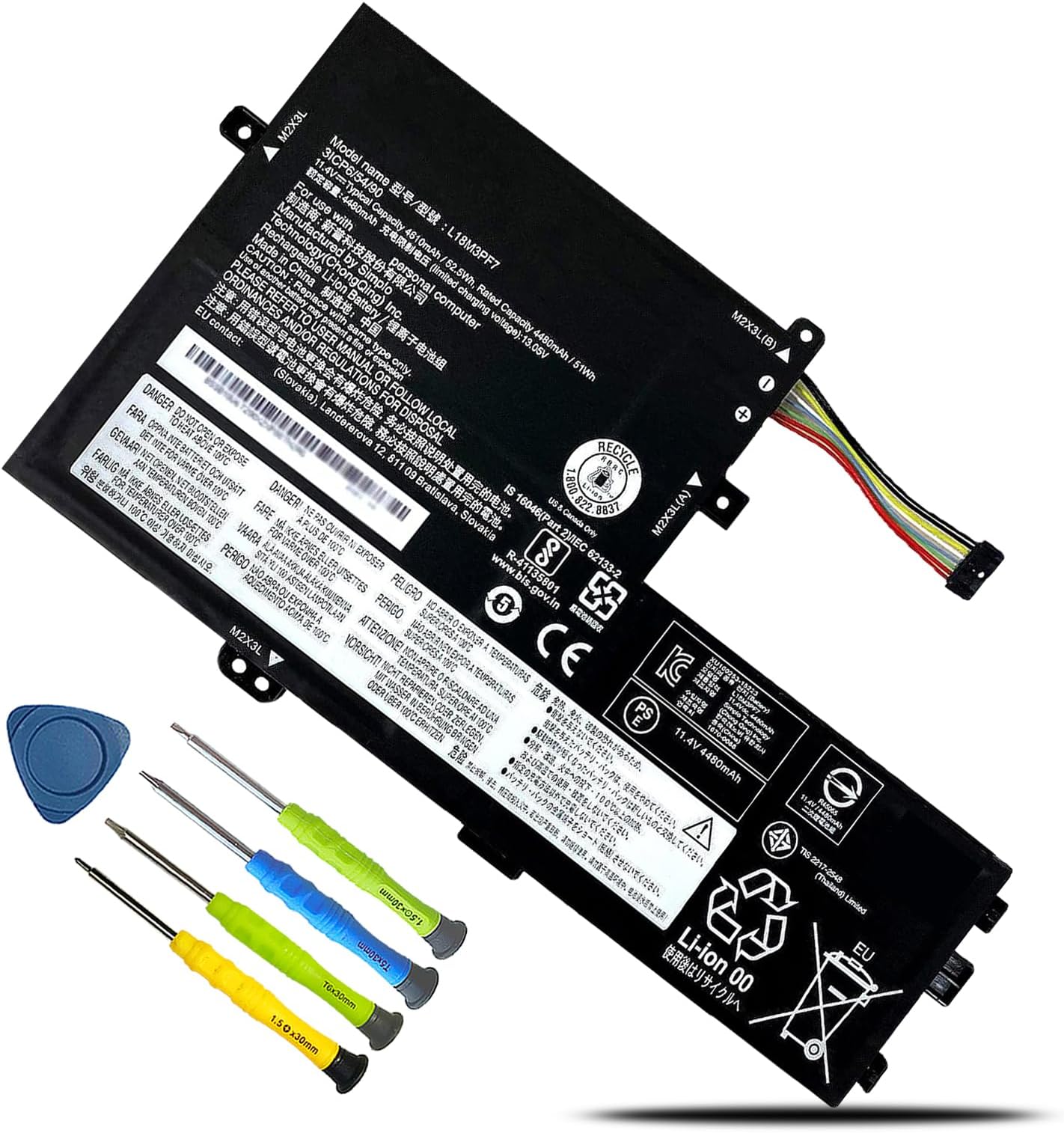 L18M3PF7 L18L3PF3 Battery for Lenovo ideapad S340-14IML/14API/14IIL/14IWL ideapad S340-15IWL/15API/15IIL Flex15IWL C340-15IWL/15IIL Series L18L3PF2 L18M3PF6 L18C3PF7 52.5Wh