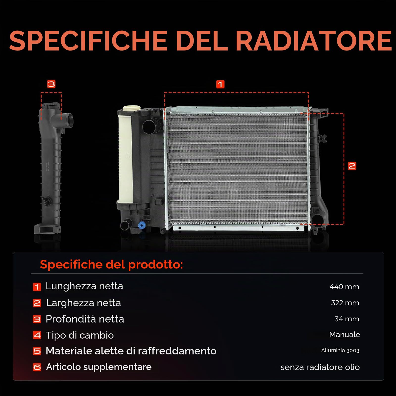 Frankberg Radiatore scambiatore di calore dell'acqua scambiatore di | Compatibile con: Serie 3 Compatta E36, Serie 3 Touring E36, Serie 3 E36, Serie 3 Cabrio E36, Serie 3 Coupé E36