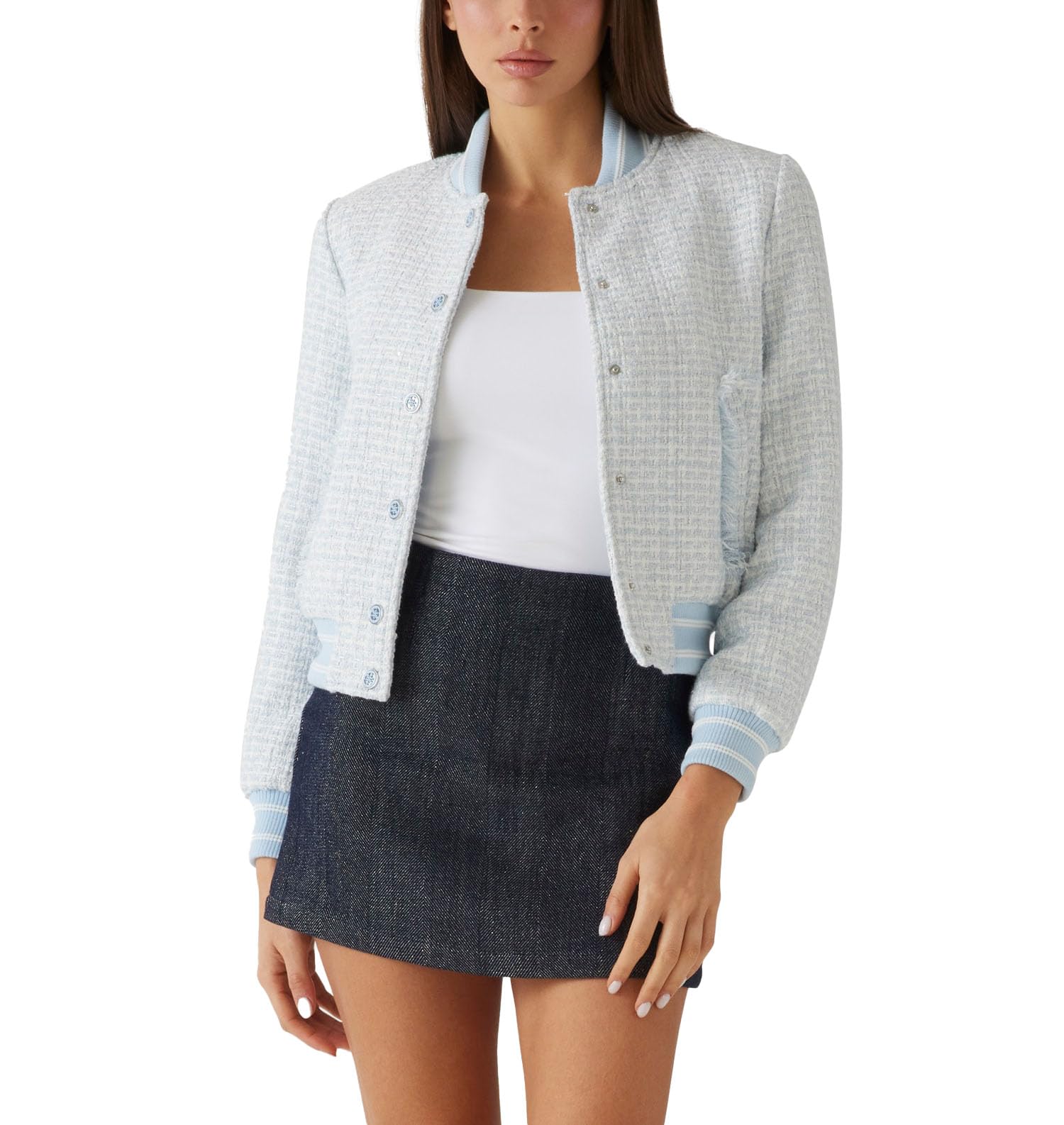 GUESS womens Eco New Gloria Tweed Bomber