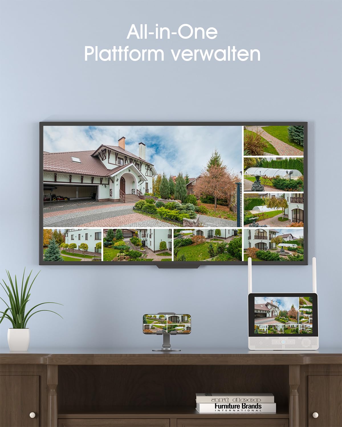 ANRAN 3K Überwachungskamera Aussen Set WLAN,8CH NVR mit 10,5" Monitor & 4X 5MP PTZ Aussenkameras,Auto-Tracking,KI-Erkennung (Person/Fahrzeug/Tier/Packeterkennung),24/7 Aufzeichnung,Ohne ABO