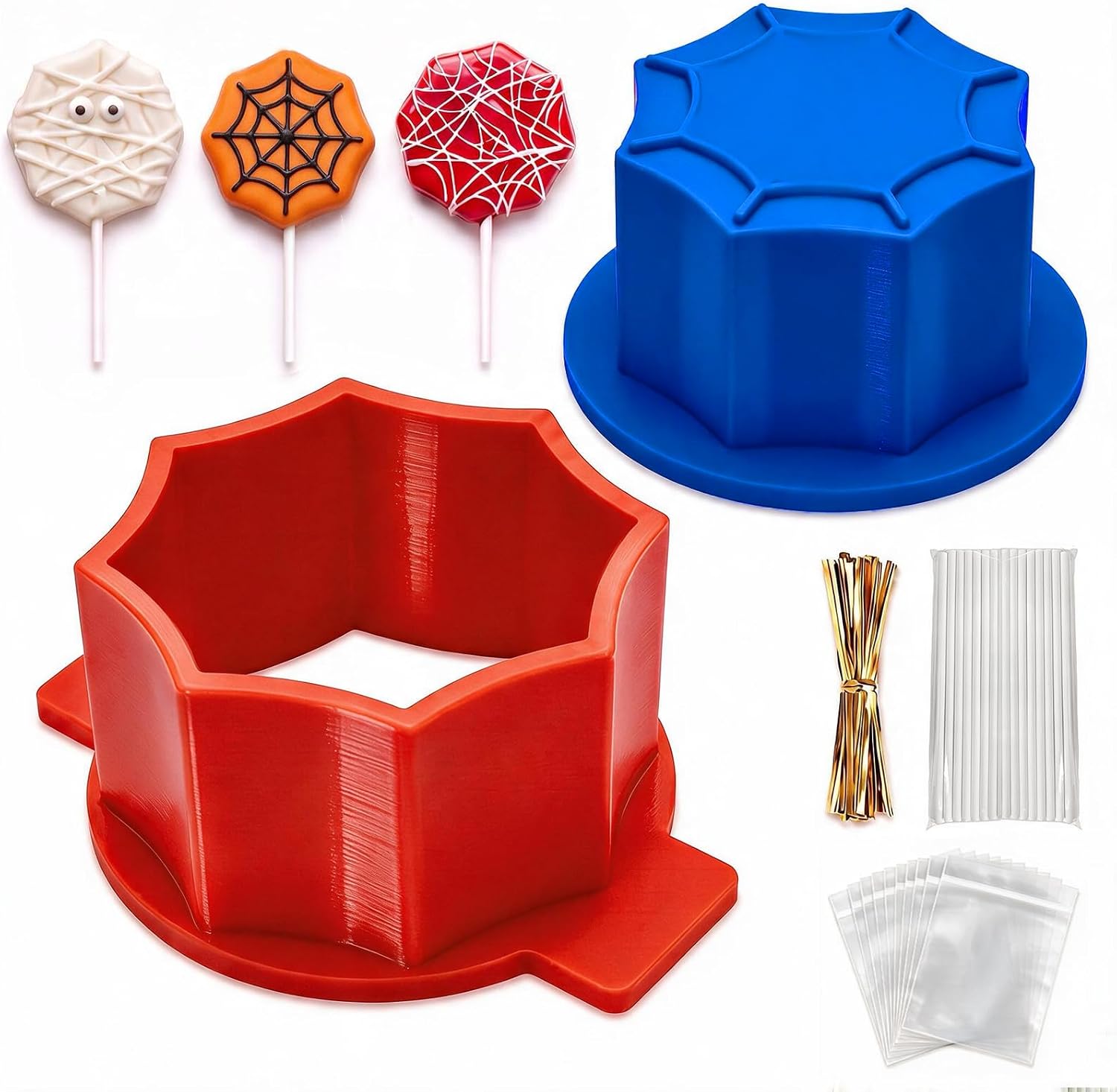 Spider Web Cakesicle Cutter, Halloween Cake Pop Mold Set for Party Treats