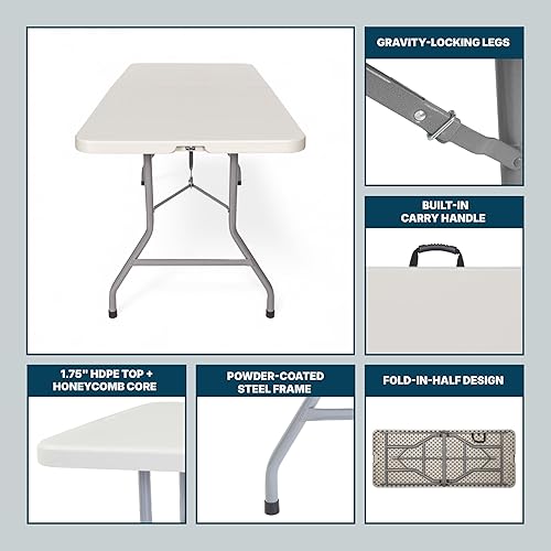 Miniatura 9 de OEF Furnishings Mesa plegable plegable de 6 pies, 30 x 72 pulgadas, gris claro