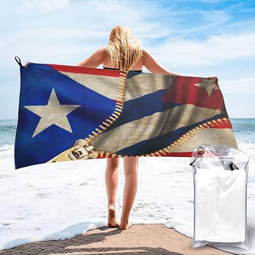 Cuba Cuban Flag and Puerto Rico Flag Beach Towel Bath