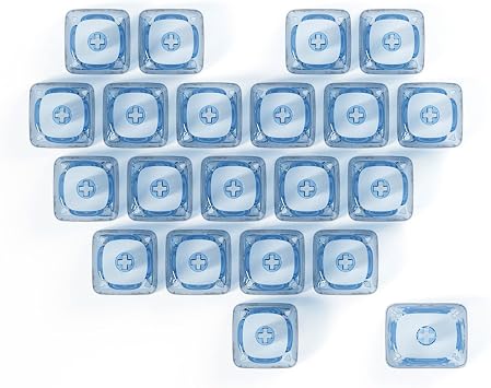 JSJT Crystal Blank Transparent Keycaps, Backlit Blue Keycap, 21 Keys PC Material Custom DIY Sweet Heart Keyboard Caps Moa Profile for MX Switches Mechanical Keyboards