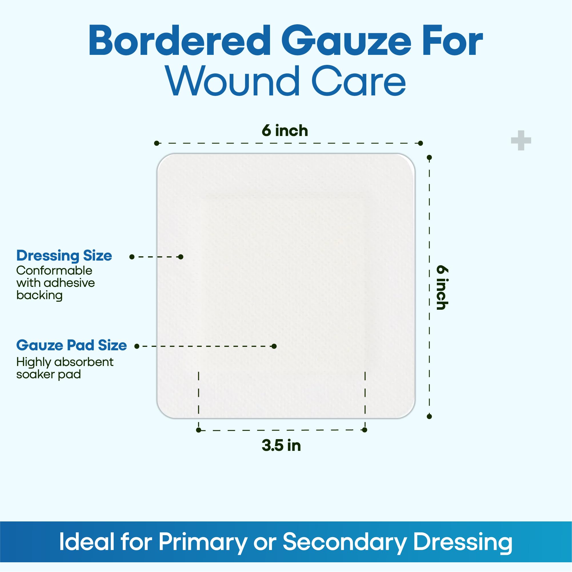 EQUOS Non-Stick Island Bordered Gauze Dressing, Sterile, 6" x 6", 25 Count — Amazon image 3