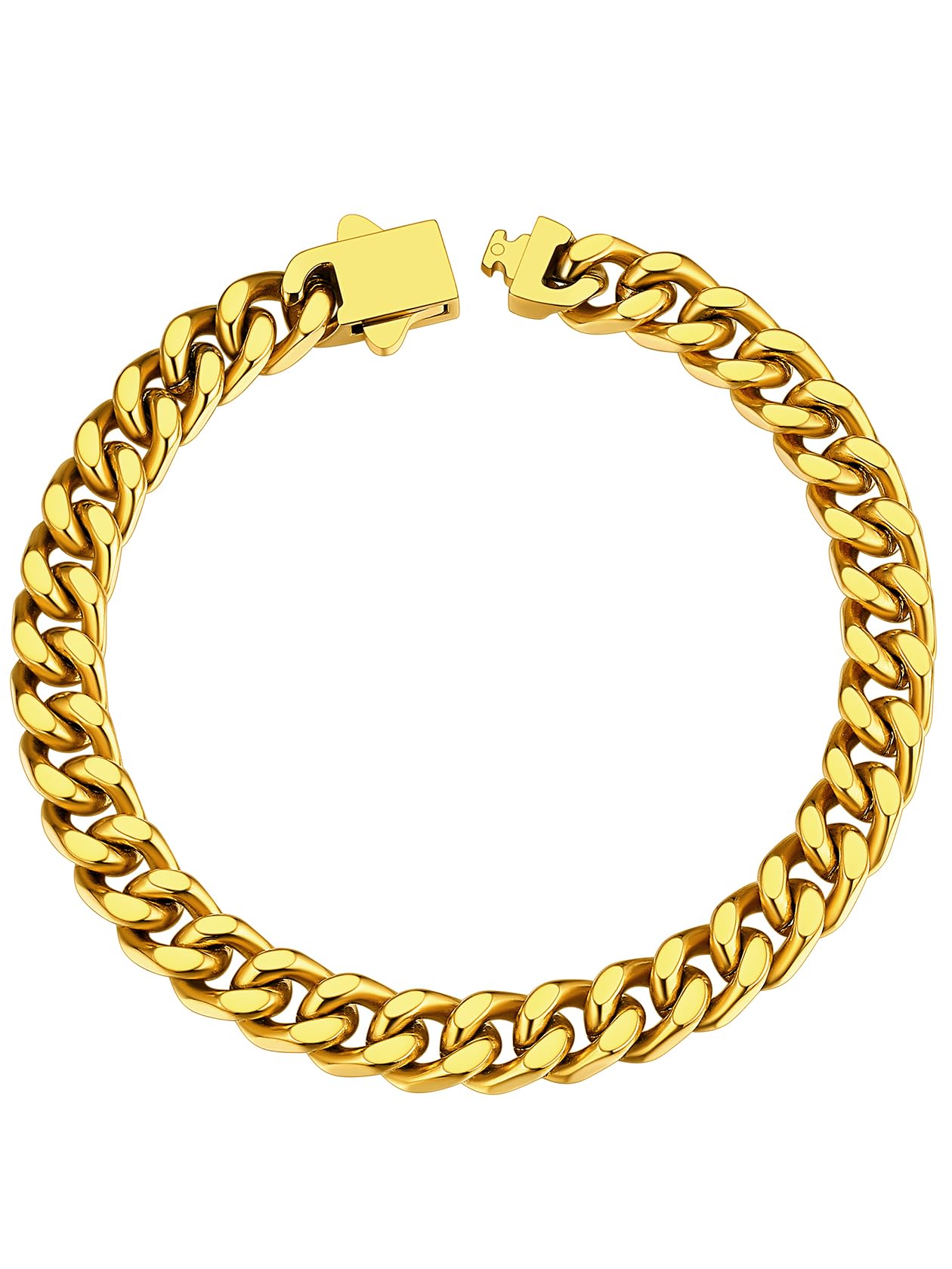 ChainsHouse Pulsera de Cadena Barbada Cierre de Seguridad Oculto, Esclava 5/7/9/12 mm Ancho 19/21/23 cm Largo Acero Inoxidable Recycled Claim Standard 100