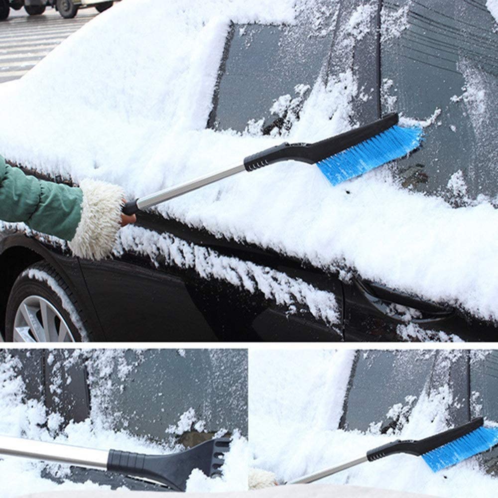 XMING Cepillo de Nieve Invierno Desmontable y fácil de Guardar aleación de Aluminio Coche Remoción de Nieve Shovel Frío Abdominales Cerdas Suaves Cepillo de Nieve Limpio Cepillo de Nieve