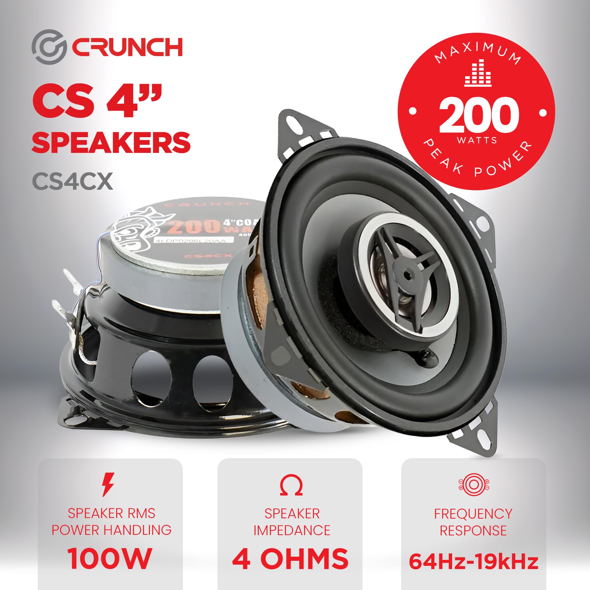 Amazon.com: Crunch CS4CX 4-Inch Full-Range Coaxial Car Speakers
