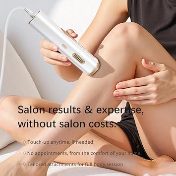 IPL Laser Hair Removal Device for Women & Men - Safe At-Home 45F Ice-Cooling Contact for Painless & Long-Lasting Results, 86% Less Hair In 3 Weeks for Full Body & Face, Off-White