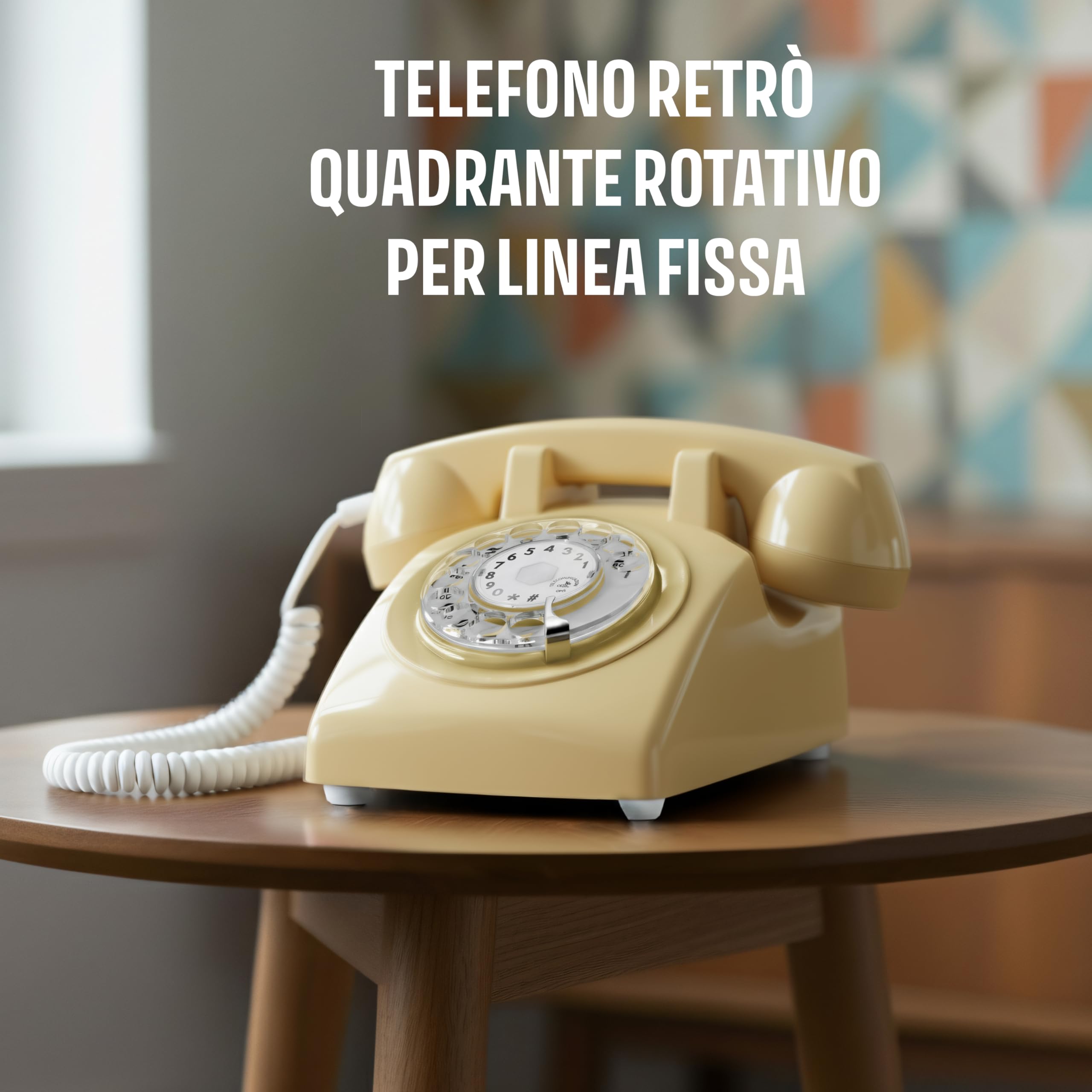 Opis Technology 60s Cable Telefono Vintage Fisso a Disco – Telefono Fisso Casa Retrò Anni 60 con Vera Suoneria Metallica e Disco Combinatore Meccanico – Beige
