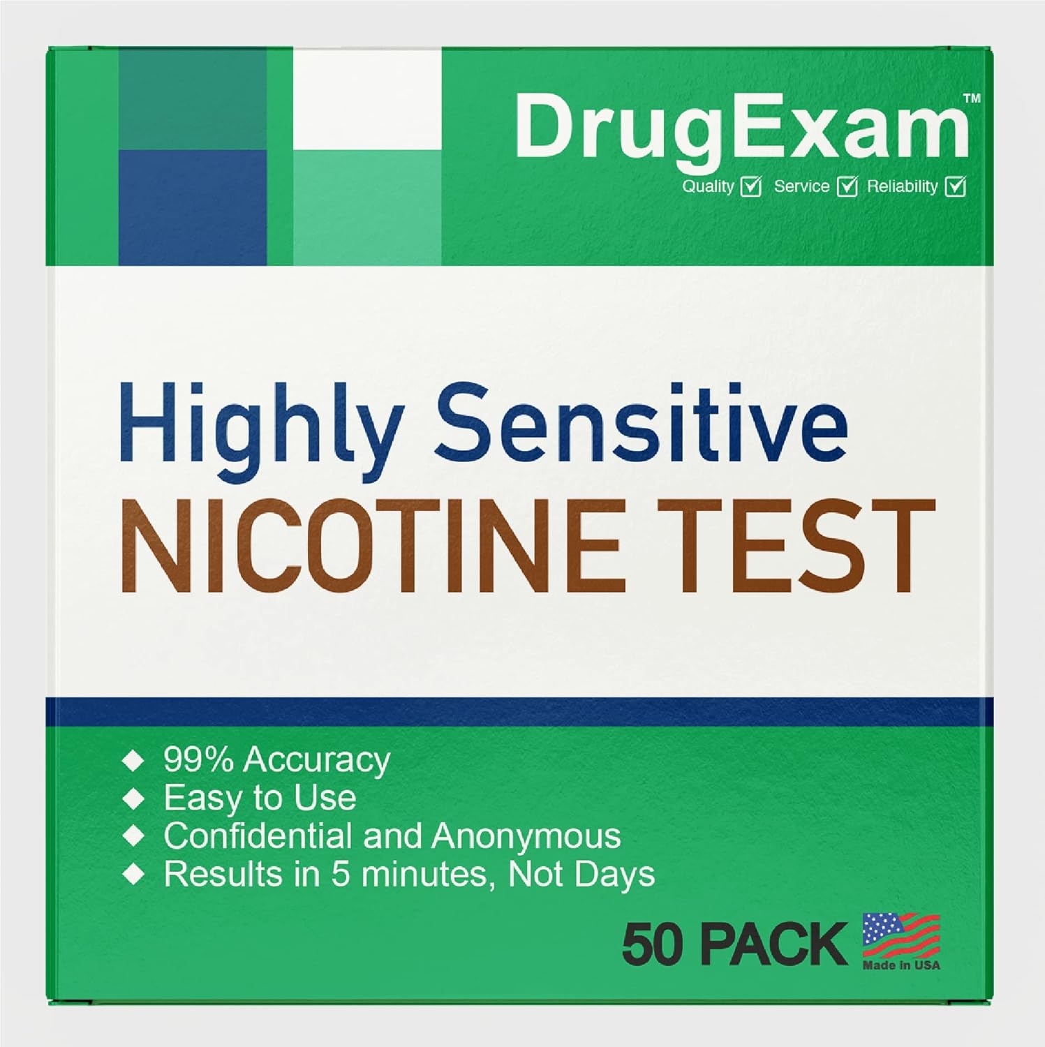 10 Pack - DrugExam Made in USA, Nicotine Tobacco Cotinine Urine Test Strip Kit - Urine Dip Strip Testing Cotinine from Smoking. (50)