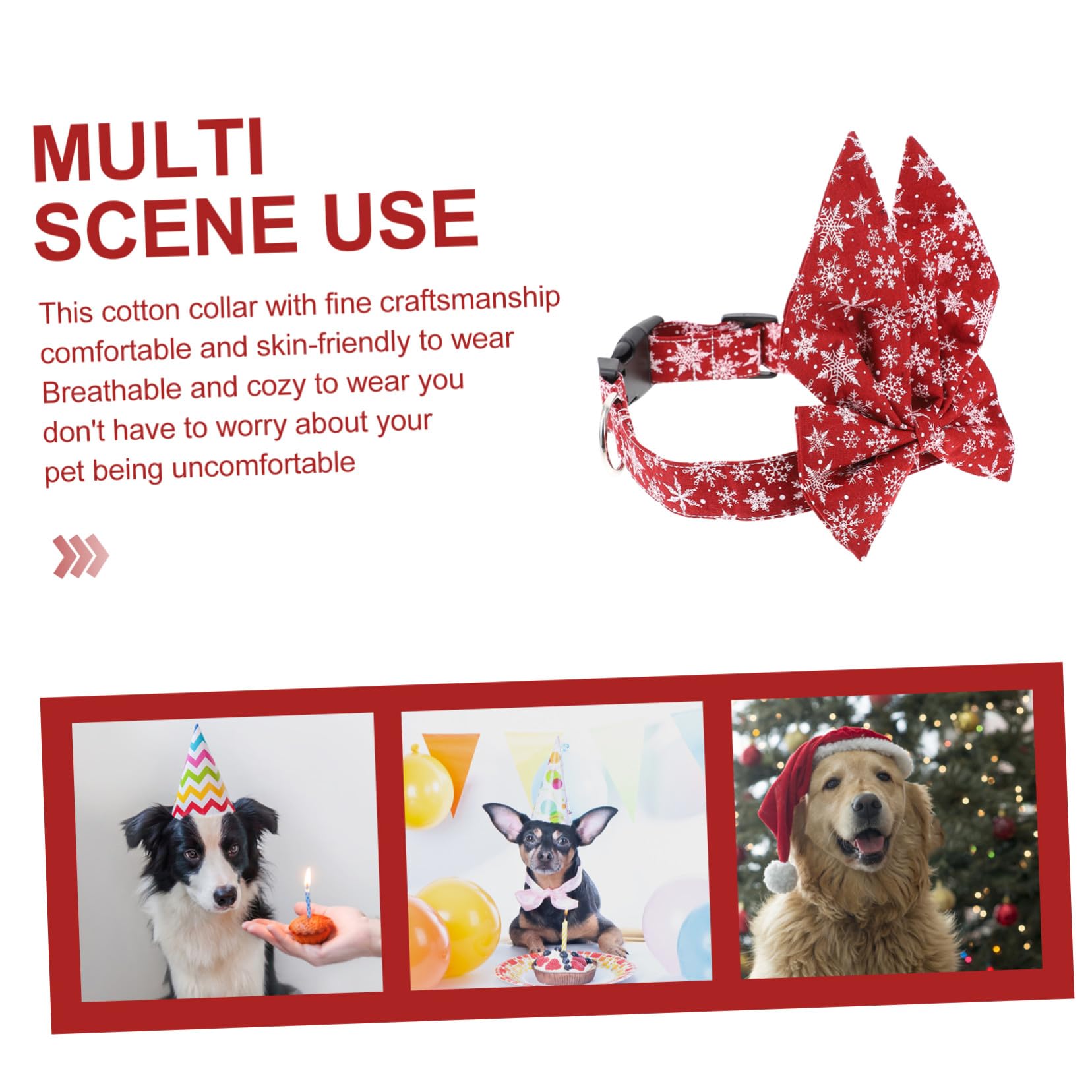 KOMBIUDA Collier de Noël pour Chat et Chien Réglable avec Nœud Amovible Décoration Festive pour Animaux Accessoire Confortable et Ajustable pour